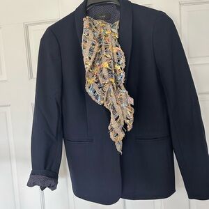 J. Crew Navy Blazer with Polka Dot Lining